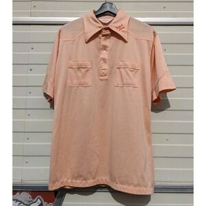 Vintage Tony Lama Western Polo Shirt 70s Peach Orange By Sahara Men's Large